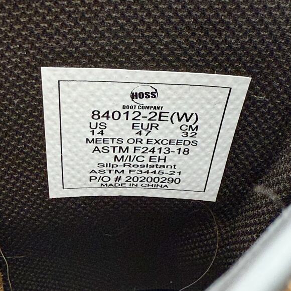 Hoss Mens Recon 8" Side Zip Wellington Industrial Boot 14 Wide Brown Leather NIB - Picture 12 of 12